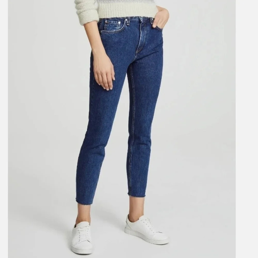 Rag & Bone High Rise Ankle Skinny Jeans in Dark Stone